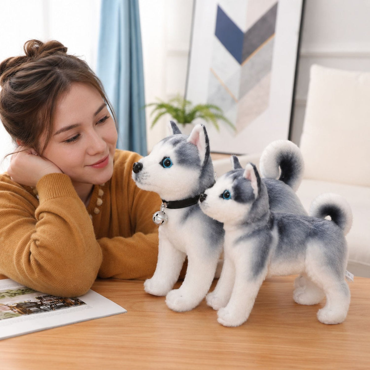 Chien husky en peluche