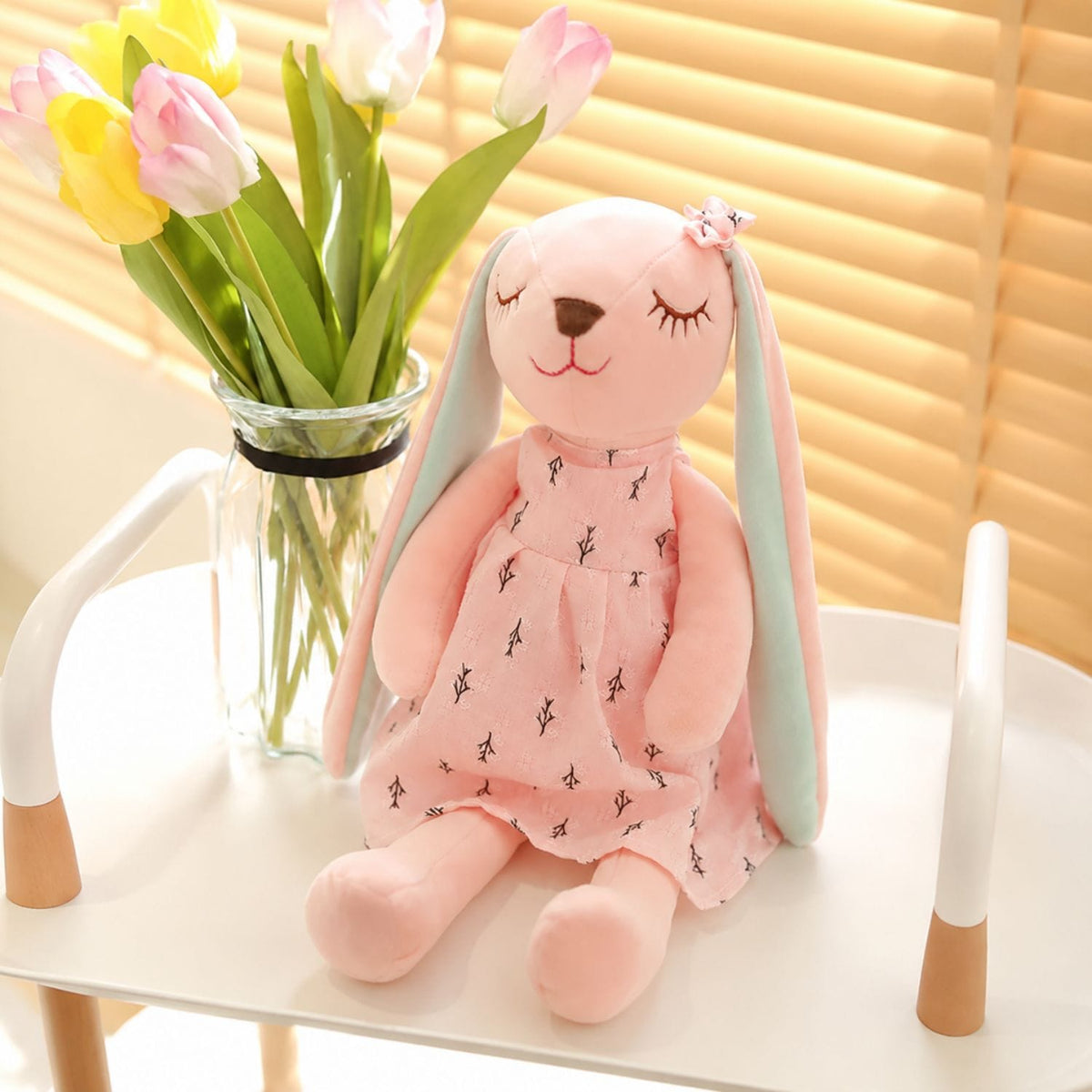 Peluche lapin rose