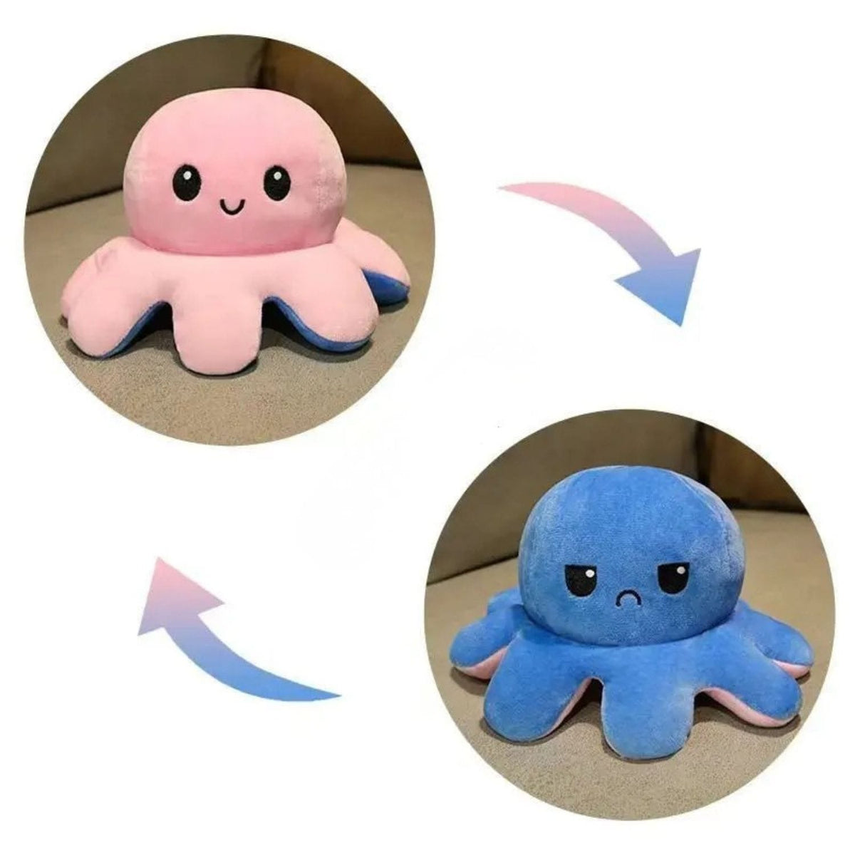 Peluche pieuvre reversible