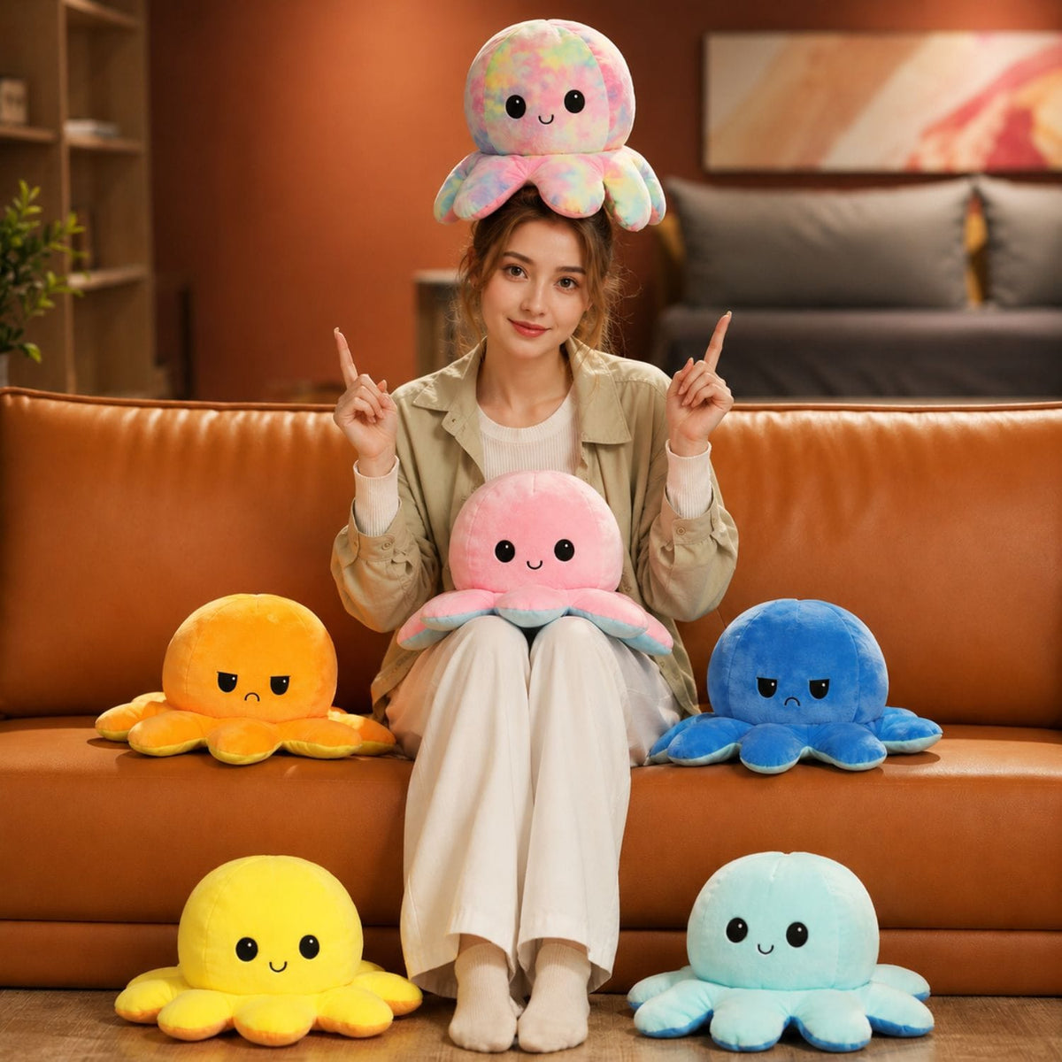 Peluche pieuvre reversible
